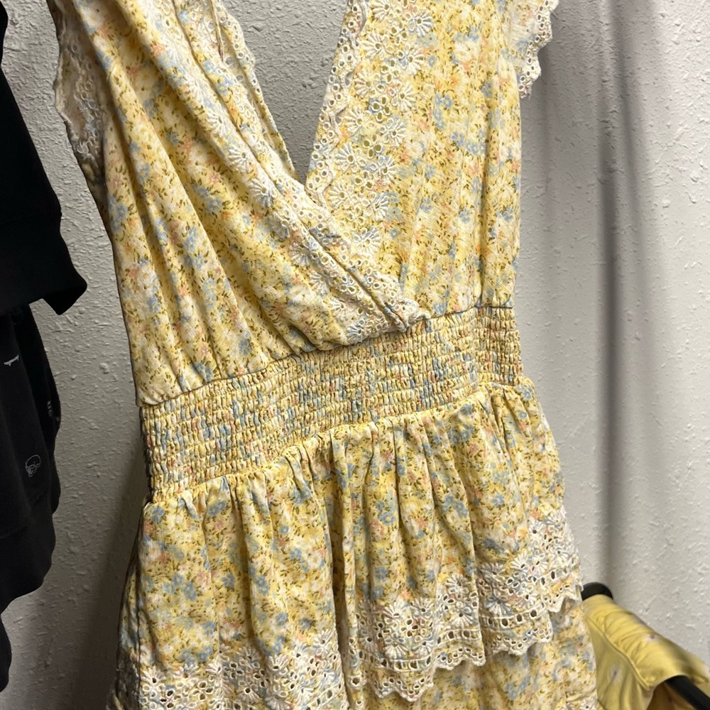 American Eagle Outfitters Yellow Floral Lace Dress